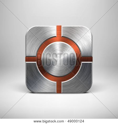 Technology App Icon Template with Metal Texture