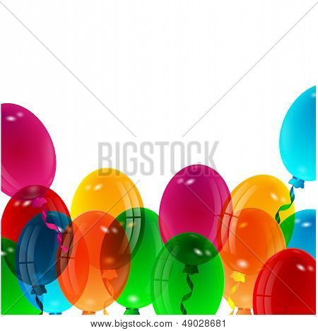 illustration of varicoloured balloons on a white backgroun