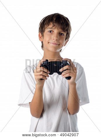Child With Joystick Playing Videogames