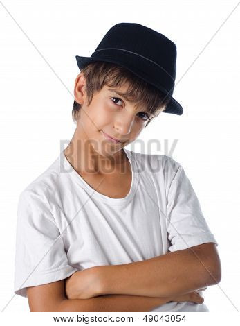 Cute Child Wearing Fedora Hat