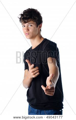 Nice Teenager Boy In Cool Pose Isolated