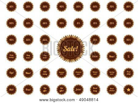 Set of 45 retro styled badges