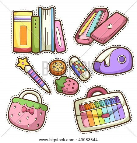 Conjunto de escuela. Conjunto de artículos escolares diferentes