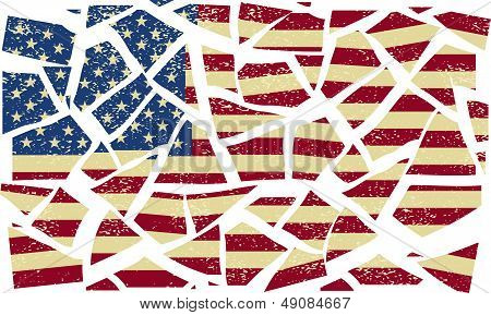 Broken American flag. Vector illustration