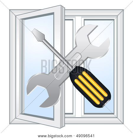Window repair workshop emblem