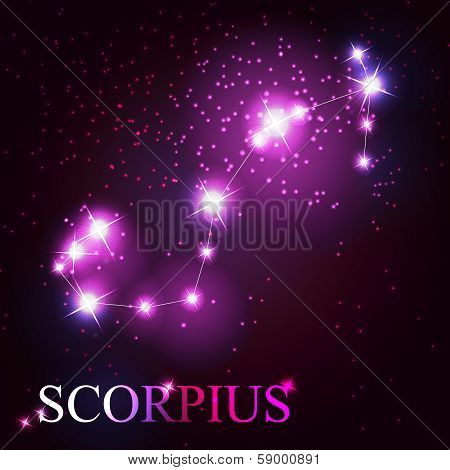 Scorpius zodiac sign of the beautiful bright stars on the backgr