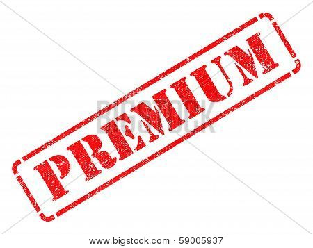 Premium inscription on Red Rubber Stamp.