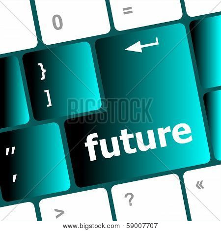 Future Time Concept With Key On Computer Keyboard
