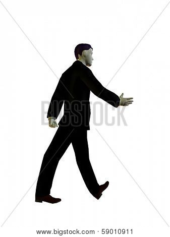 3D illustration of wallking businessman