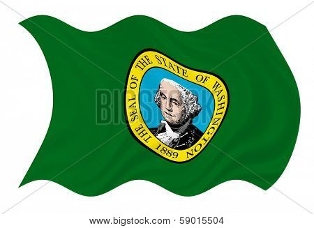 Illustration of Washington state flag waving in the wind