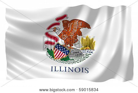 Illustration of Illinois state flag waving in the wind