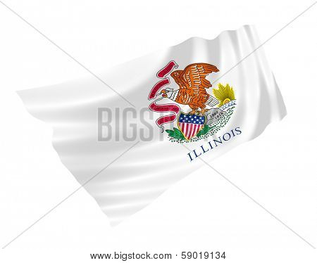 Illustration of Illinois state flag waving in the wind