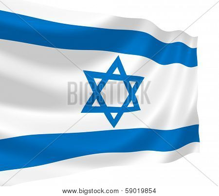Illustration of Israel flag waving in the wind
