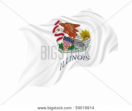 Illustration of Illinois state flag waving in the wind