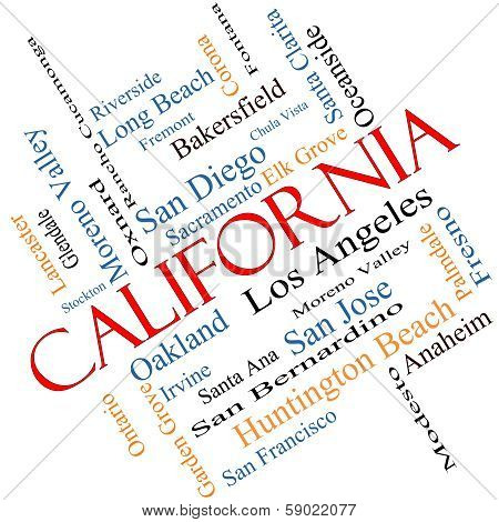 California State Word Cloud Concept Angled