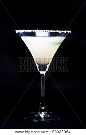 Margarita In Glass With Lime Isolated On Black Background