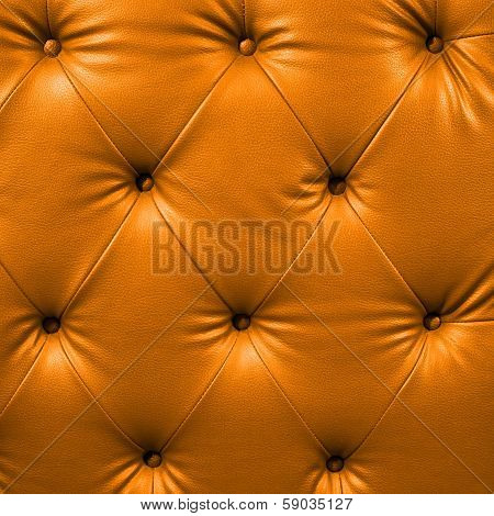 Close Up Orange Luxury Buttoned Black Leather