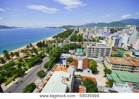 Beach Scene, Tropics, Pacific Ocean City View, Natrang Vietnam