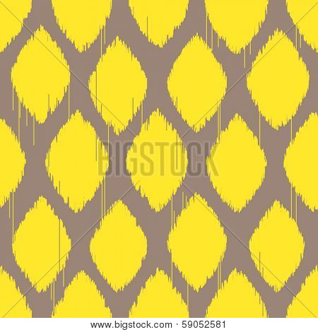 Ikat yellow rhomb seamless pattern