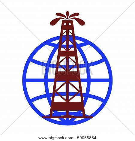 Oil fountain in the background of the globe.