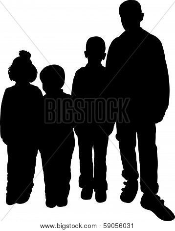 poor children silhouette vector