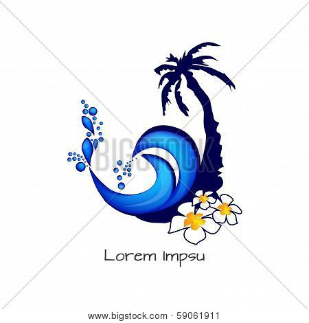 alm, flowers and wave with splashes