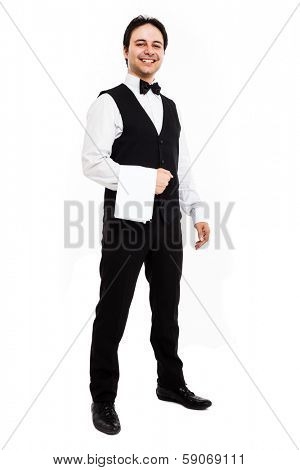 Full length portrait of a professional waiter
