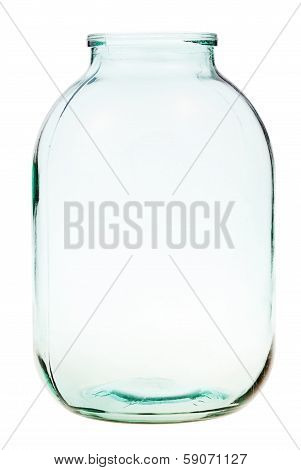 Three-liter Open Glass Jar Isolated
