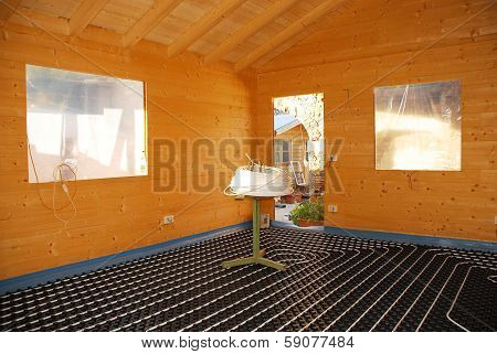 Underfloor Heating System In Wooden House