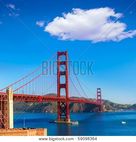 Golden Gate Bridge San Francisco from Presidio in California USA