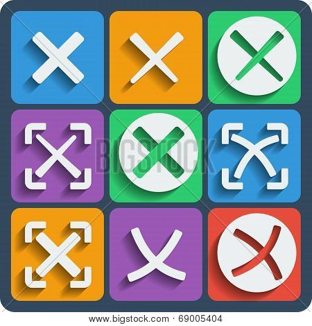 Set Of 9 Check Marks Web And Mobile Icons. Vector.
