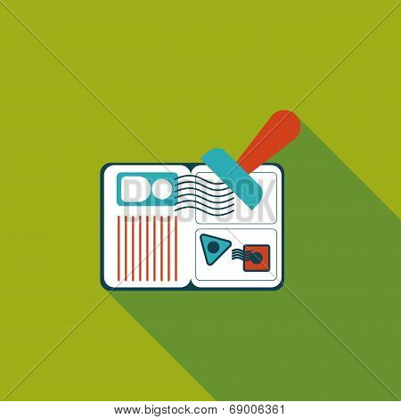 Passport Icon, Flat Icon With Long Shadow