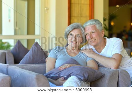 Old couple went to a resort vacation