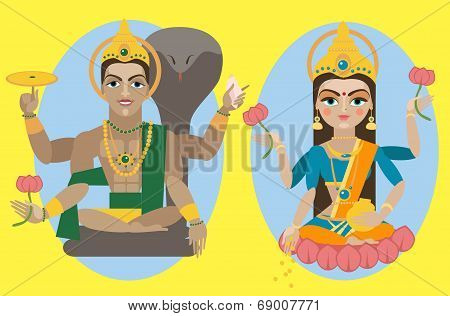 vector lord Vishnu and mata Lakshmi