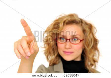 Businesswoman Touchning Screen