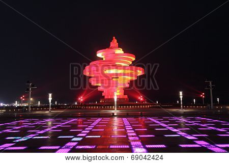 Wusi square of Qingdao at night, China