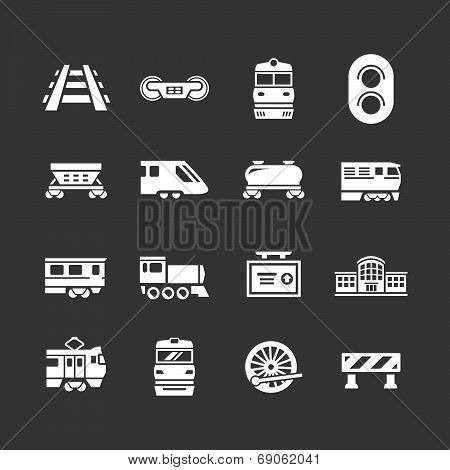 Set Icons Of Railroad And Train