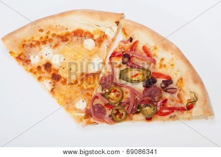 delicious italian pizza isolated over white background