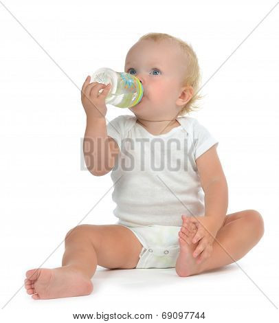 Infant Child Baby Toddler Sitting And Drinking Water