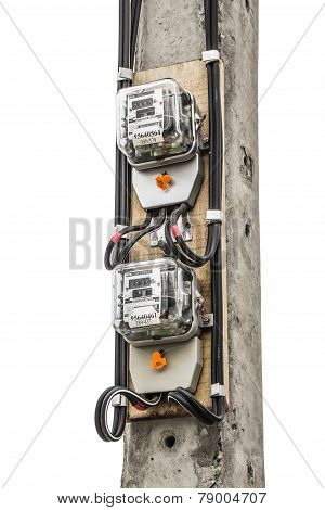 Electric Watt-hour Meter On A White Background.