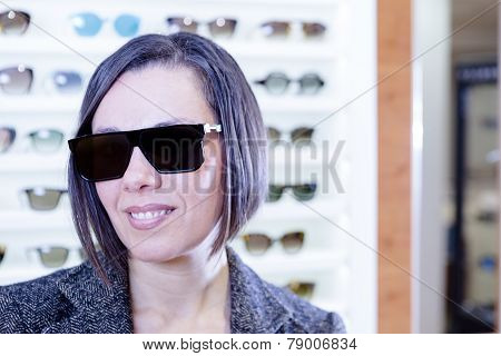 Wearing Sunglasses At Optical Store