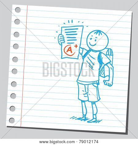 Schoolkid holding school exam test