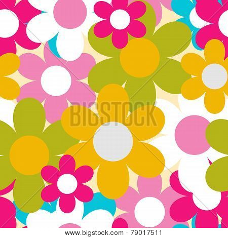 Flowers Nature Seamless Pattern Background Vector Illustration
