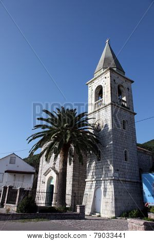 DONJA LASTVA, MONTENEGRO - JUNE, 08: Catholic Church of Saint Roch, on June 08, 2012, in Donja Lastva, Montenegro