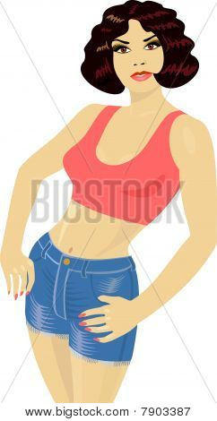 Ragazza In Denim Shorts.eps