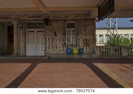 Custom-house and passport examination  in the  platform