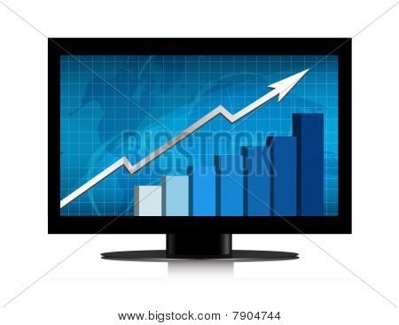 растущий график на мониторе