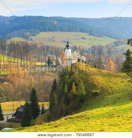 View Of The Church In Jaworki, Pieniny, Poland