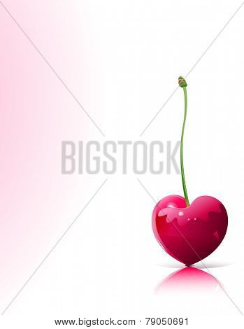 Ripe red heart-shaped cherry isolated over white background 