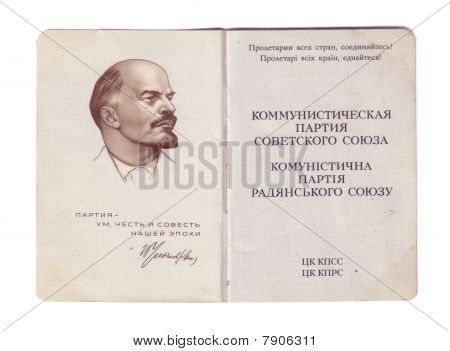 Soviet communist party membership card open